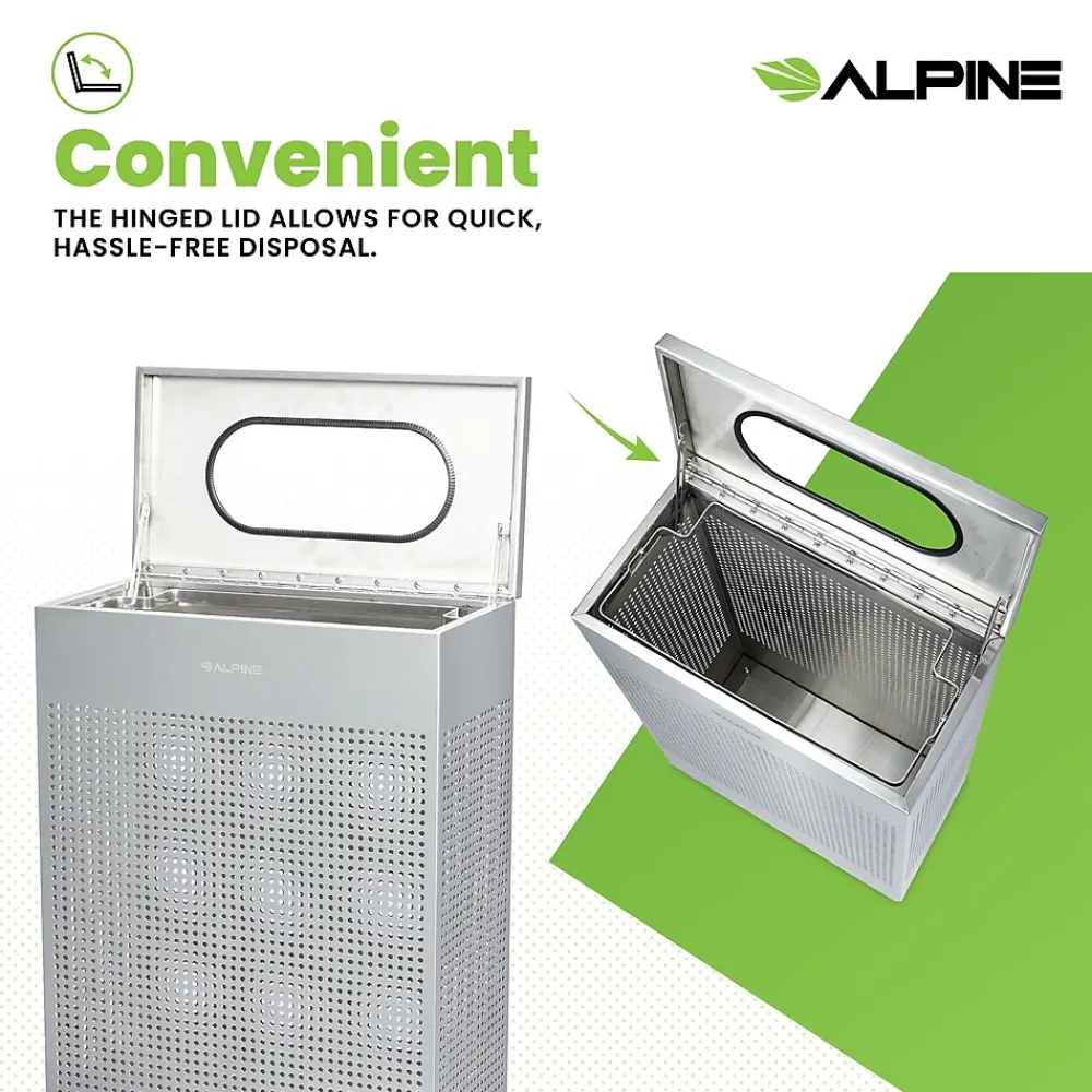 Stainless Steel Trash Can, 13 Gallon, Silver (ALP438-13-SS)<Alpine Industries Best