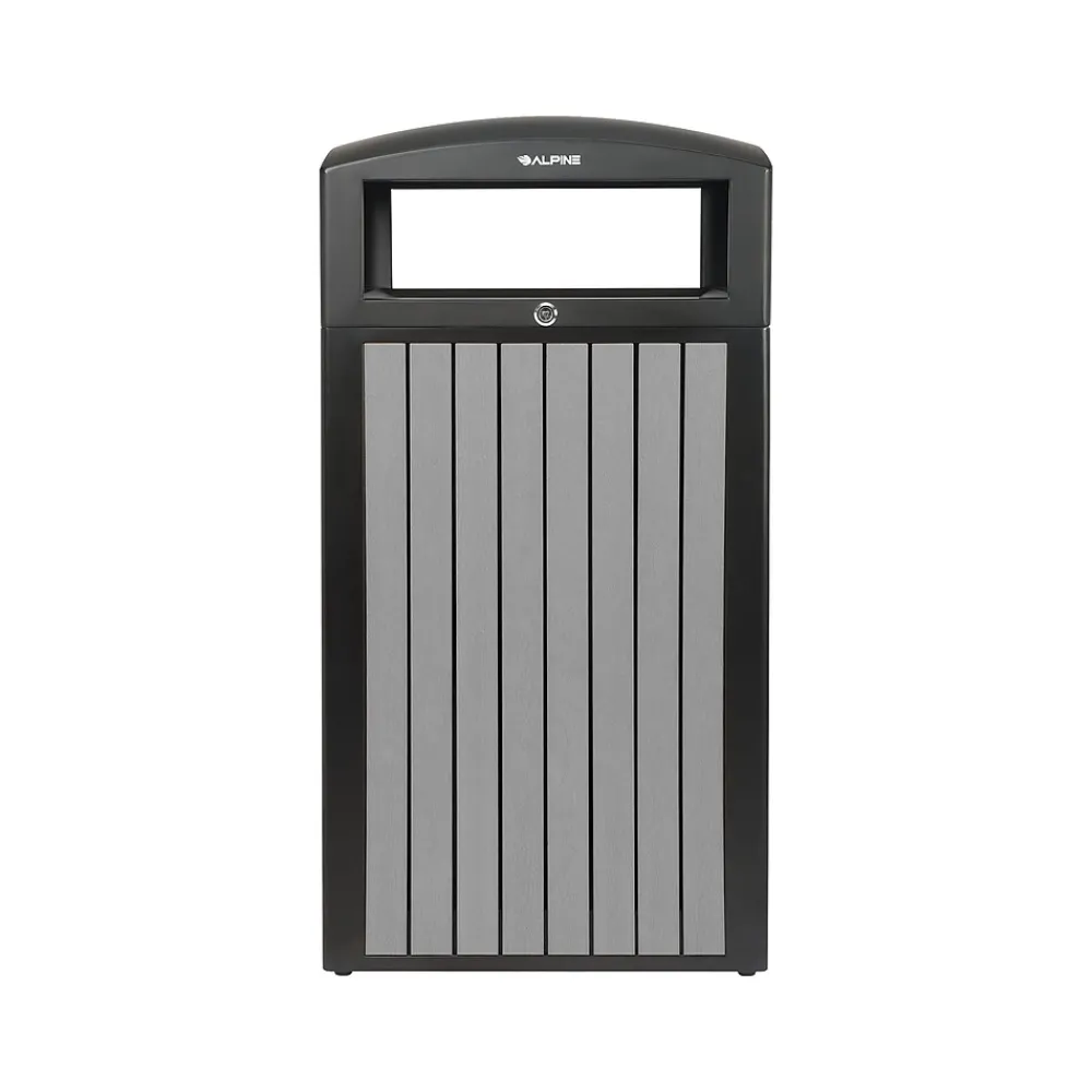 Steel Outdoor Trash Can with Dome Lid, 40 Gallon, (ALP471-40-WD-GRY)<Alpine Industries Discount