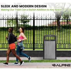 Steel Outdoor Trash Can with Dome Lid, 40 Gallon, (ALP471-40-WD-GRY)<Alpine Industries Discount