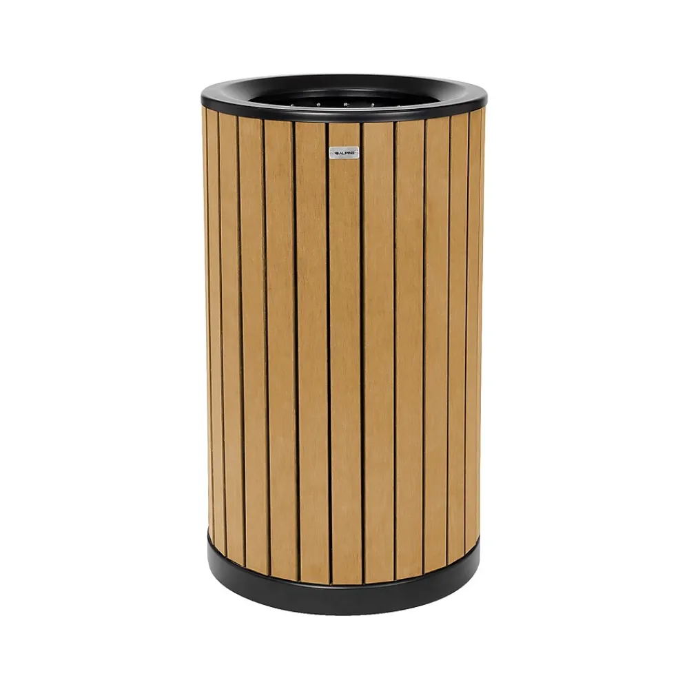 Steel Outdoor Trash Can with Open Lid, 32 Gallon, Cedar/Black (ALP4400-01-CD)<Alpine Industries