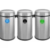 Three-Stream Trash/Compost/Recycling Station, 51-Gallon, Stainless Steel (ALP470-65L-1-R-T-CO)<Alpine Industries Clearance