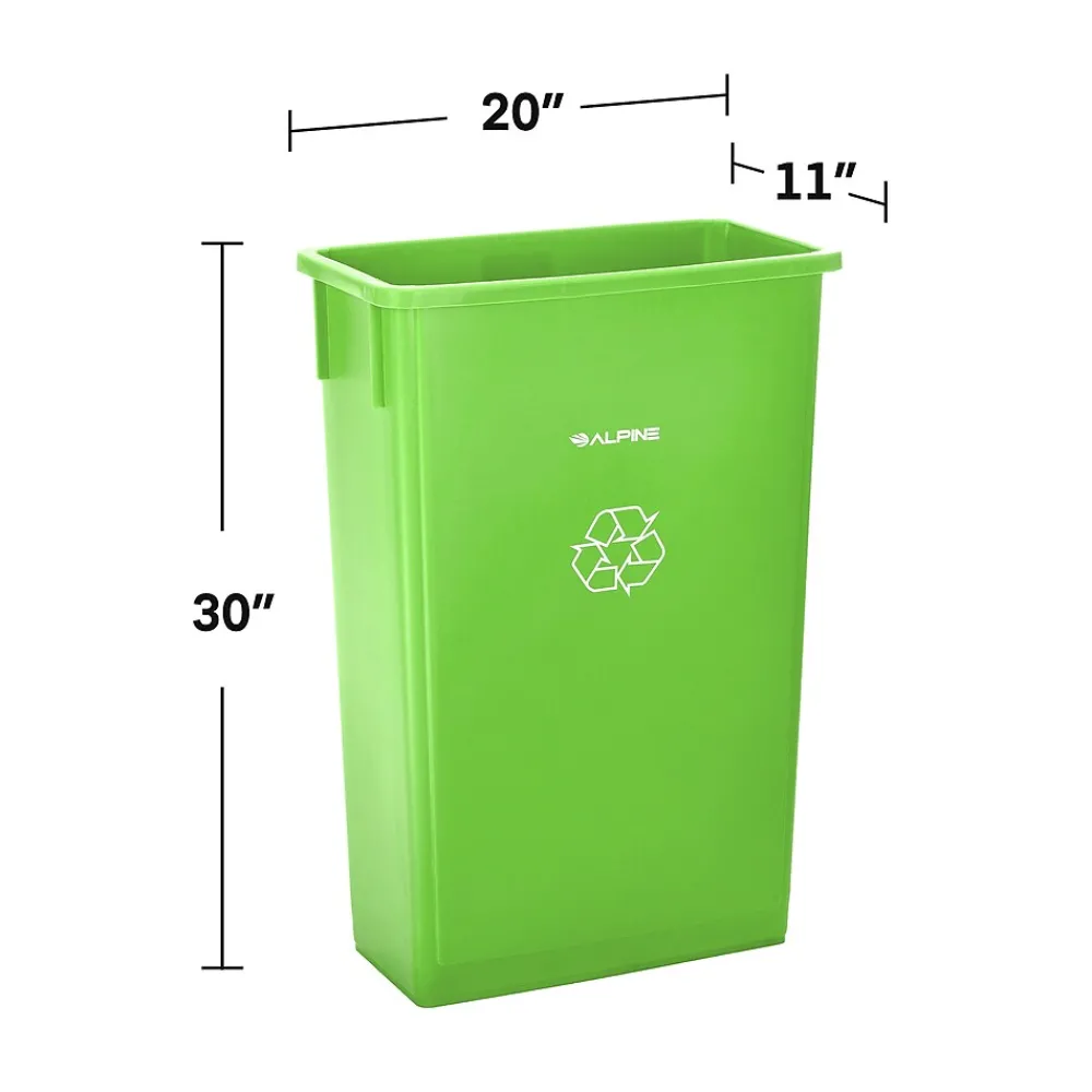 Alpine Polypropylene Can with Bottle Recycling Lid, 23-Gallon, Lime Green, 3/Pack (4778-3-LGRN-3)<Alpine Industries New