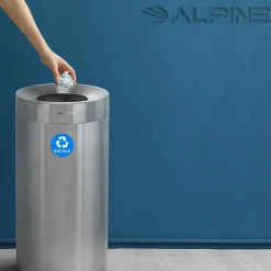 Alpine Single-Stream Recycling Station, 27 Gallon, Stainless Steel (ALP475-27-R)<Alpine Industries Clearance