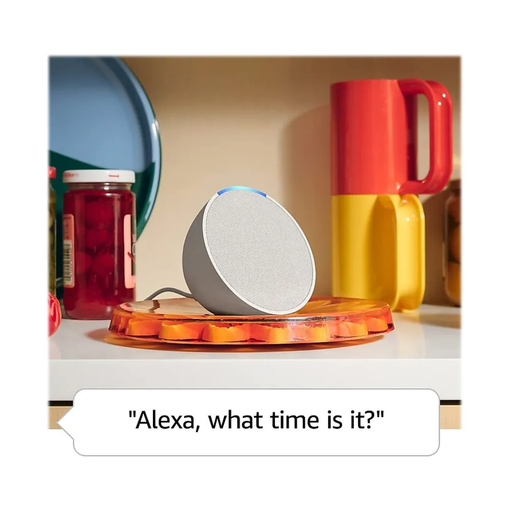 Amazon Echo Pop Bluetooth/Wi-Fi Wireless Smart Speaker with Alexa, Glacier White (53-031156)