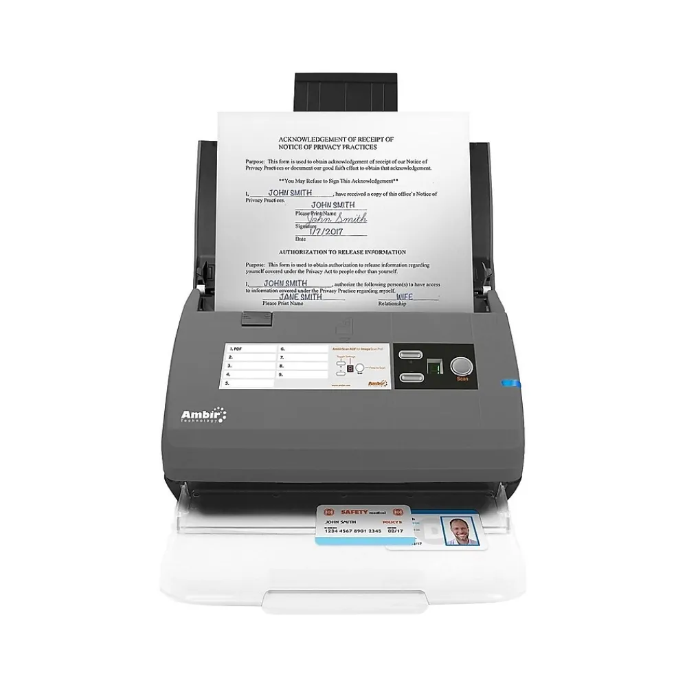 Ambir ImageScan Pro DS820ix-AS Sheetfed Scanner, Gray