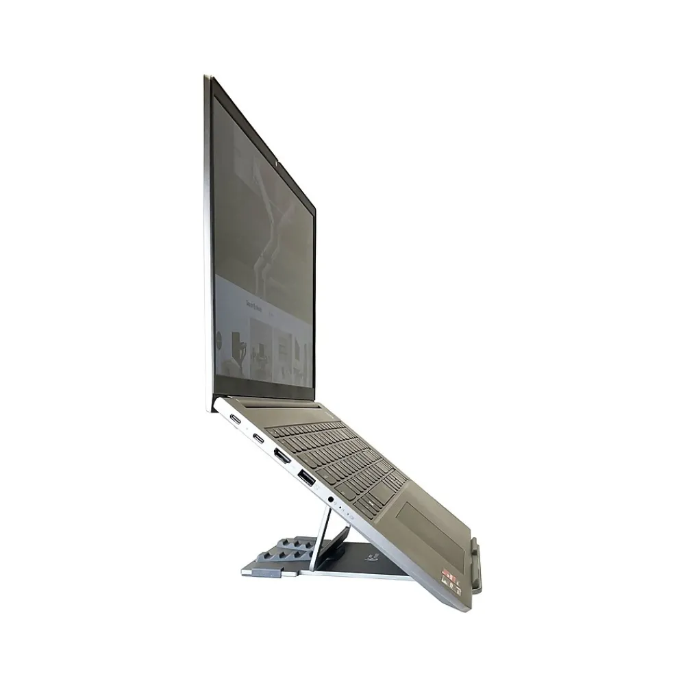 10" x 6" Aluminum Folding Laptop Stand for 15.6" Laptops, Silver (AMRNS01DG)<Amer