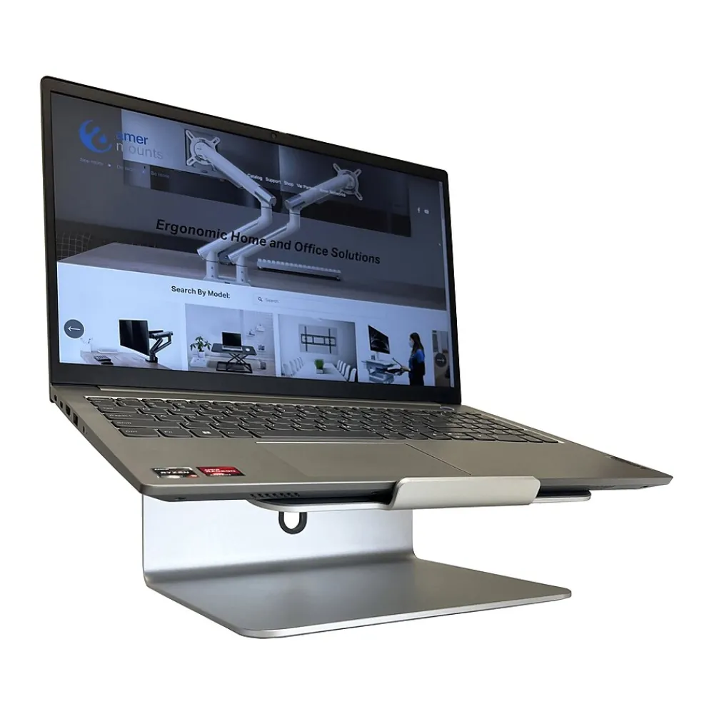 9" x 9" Aluminum Rotating Laptop Stand for 17" Laptops, Silver (AMRNS04)<Amer Online