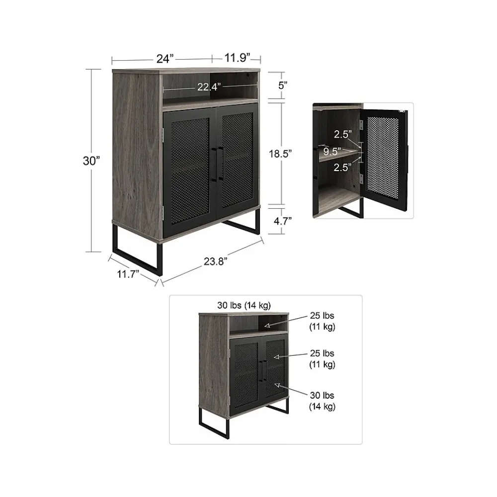 Storage Cabinets*Ameriwood Purdue 30" Storage Cabinet with 3 Shelves, Gray Oak (3558917COM)
