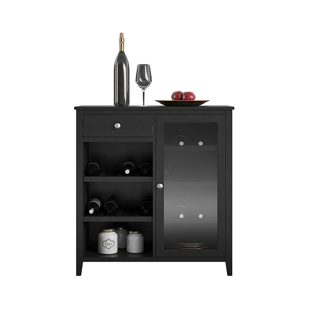 Storage Cabinets*Ameriwood Tuxedo 34.9" Bar Cabinet with 7 Shelves, Black (3969872COM)