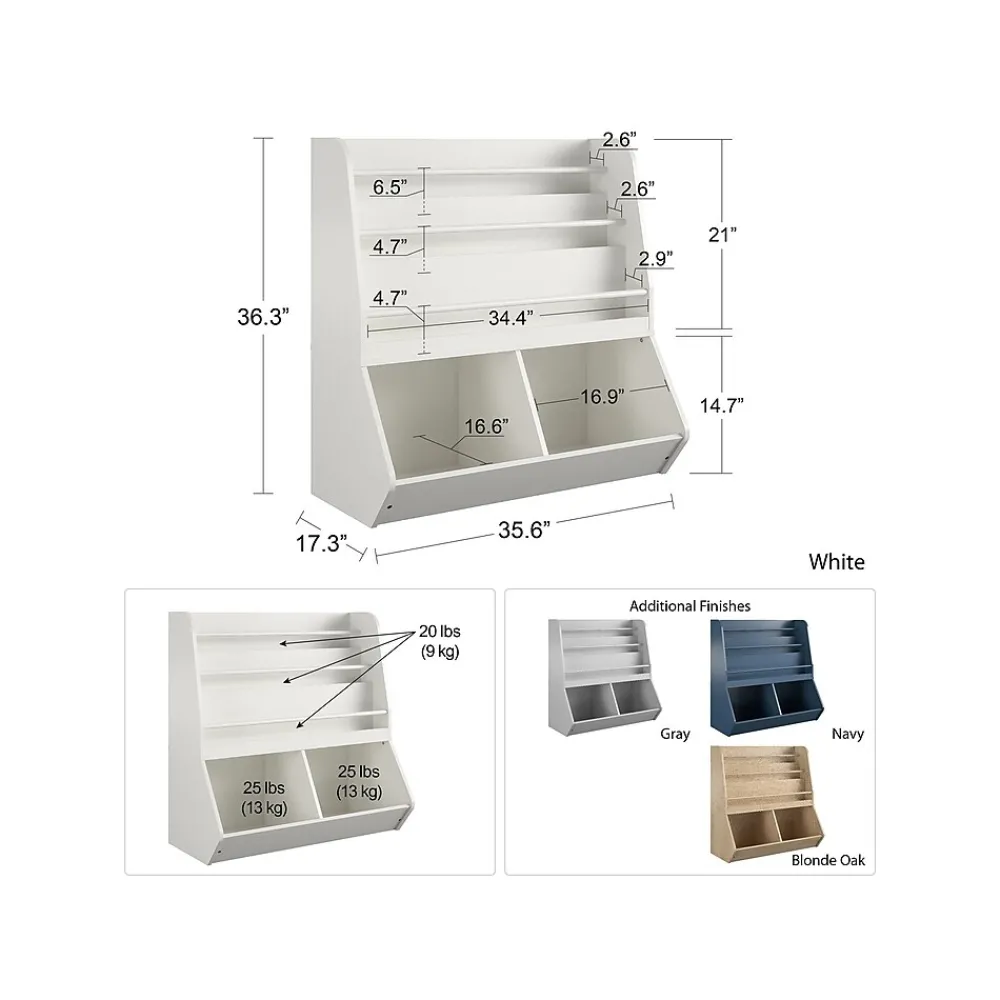 Bookcases*Ameriwood Tyler 36"H 5-Shelf Bookcase, White Particle Board (4947013COM)