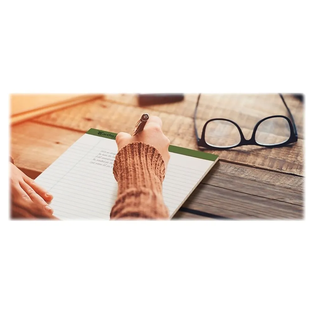Notepads|Ampad Earthwise Notepads, 8.5" x 11.75", Wide, White, 50 Sheets/Pad, 4 Pads/Pack (TOP 40102R)