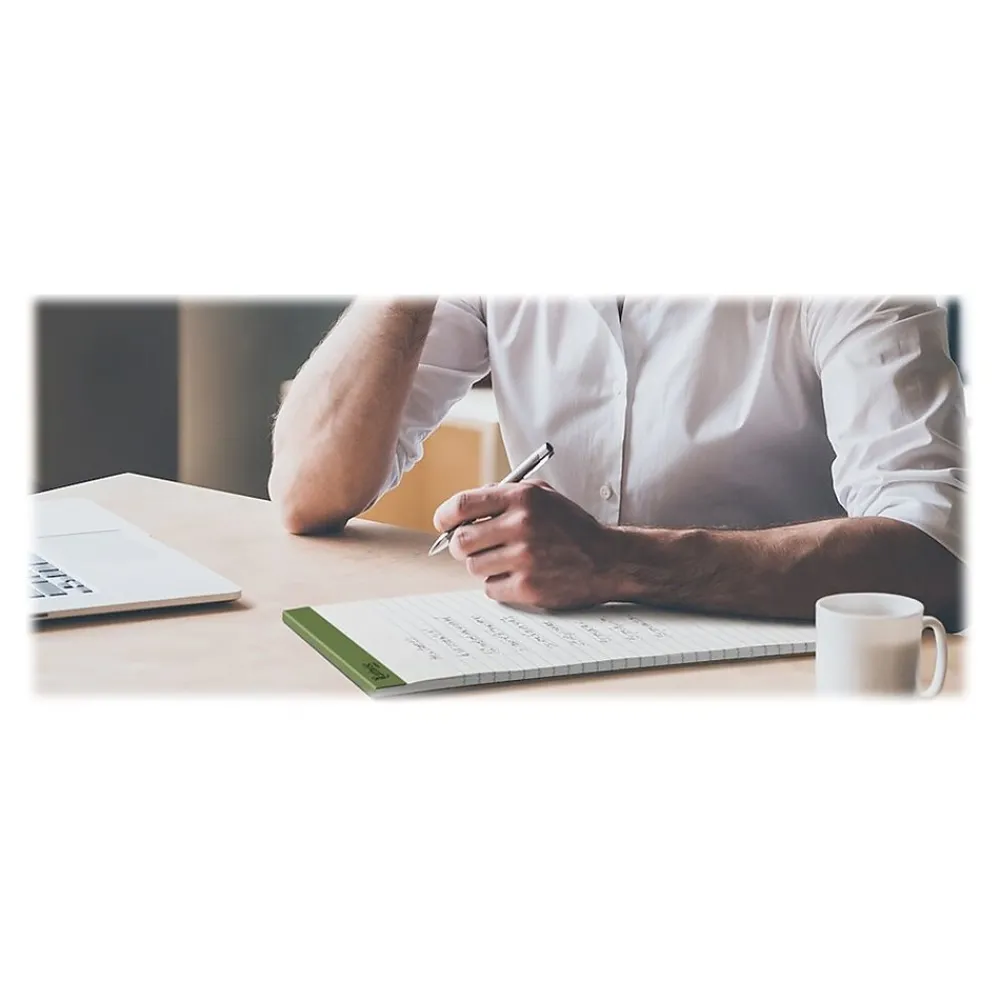 Notepads|Ampad Earthwise Notepads, 8.5" x 11.75", Wide, White, 50 Sheets/Pad, 4 Pads/Pack (TOP 40102R)