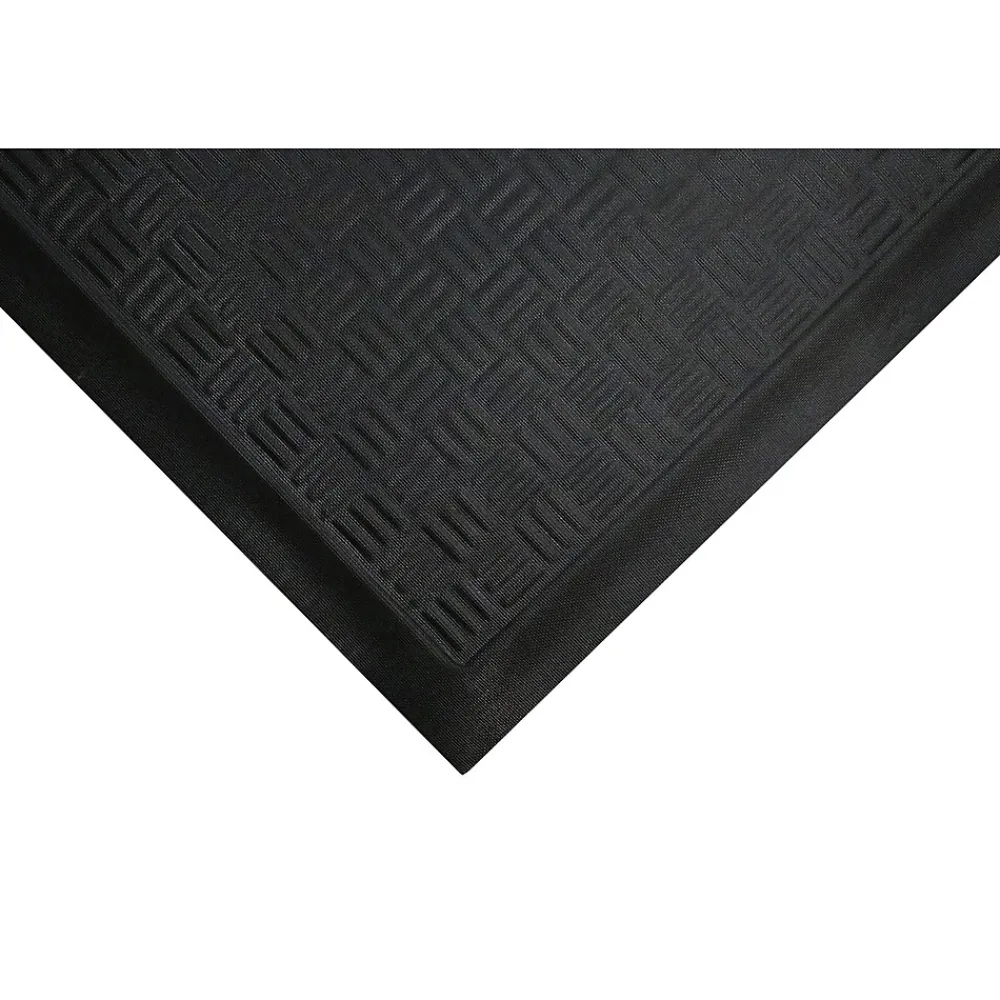 M + A Matting Anderson Cushion Station™ Nitrite Rubber Anti-Fatigue Floor Mat Without Holes, 3.2' x 12.3', Black