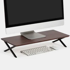 Outlet Anji Mountain Acacia Wood & Metal Monitor Stand, Up to 32" Monitor, (MS-WAL-04BLK) Walnut