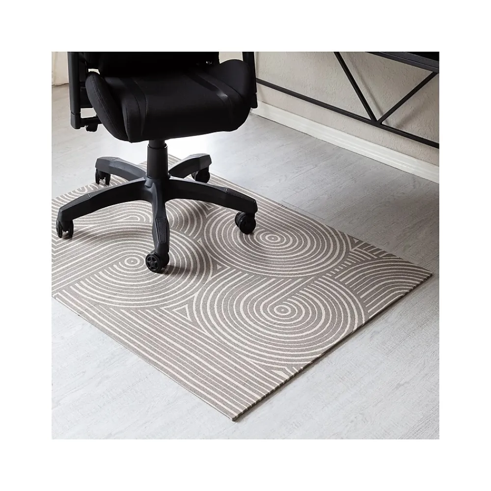 Chair Mats*Anji Mountain Rug'd Brixey Carpet & Hard Floor Chair Mat, 36" x 48", Beige/Gray (AMB9037)
