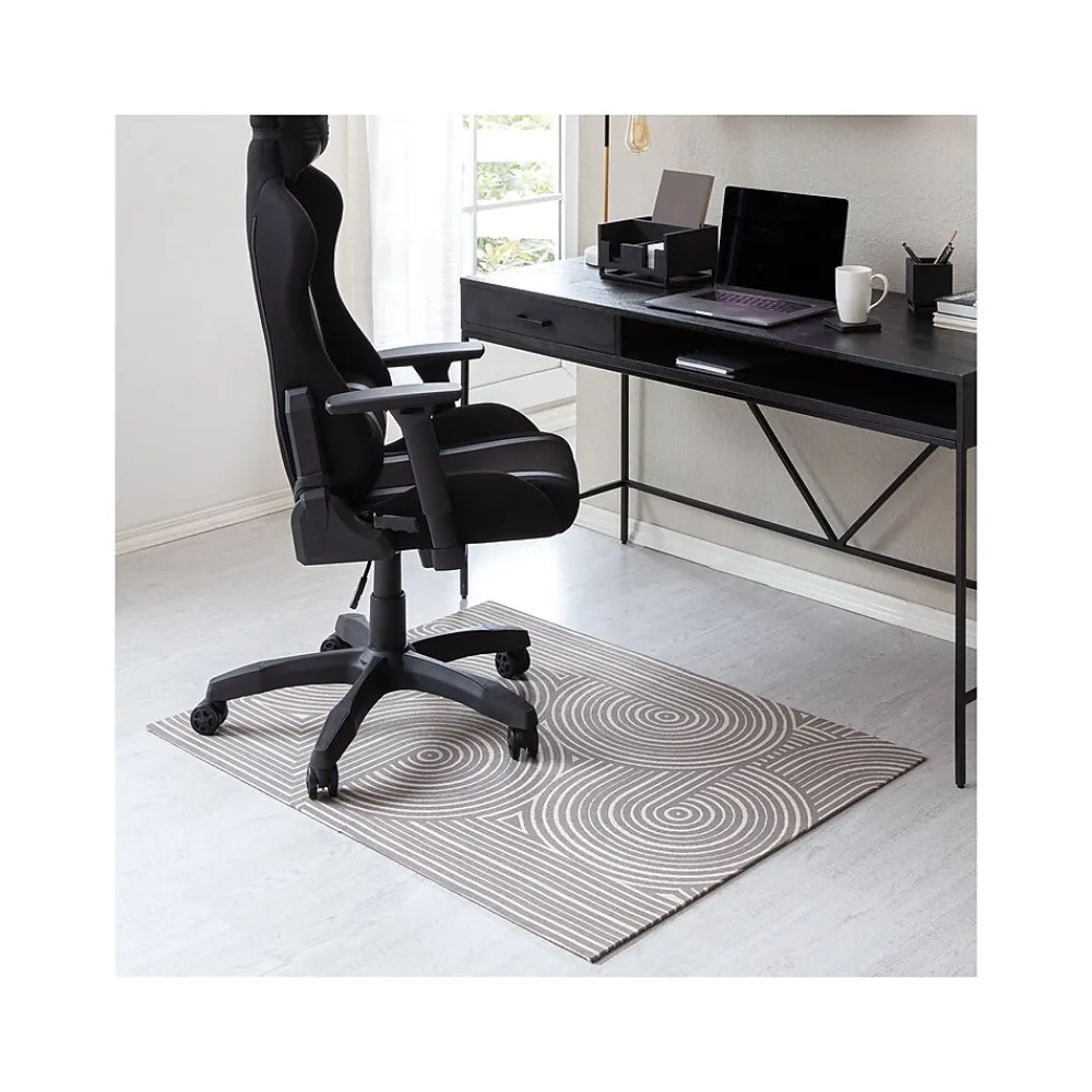 Chair Mats*Anji Mountain Rug'd Brixey Carpet & Hard Floor Chair Mat, 36" x 48", Beige/Gray (AMB9037)