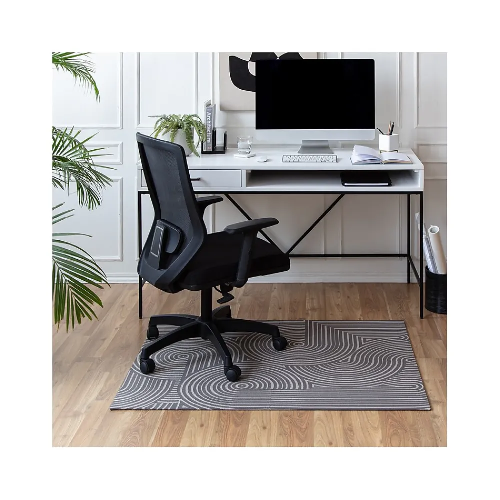 Chair Mats*Anji Mountain Rug'd Brixey Carpet & Hard Floor Chair Mat, 36" x 48", Beige/Gray (AMB9037)