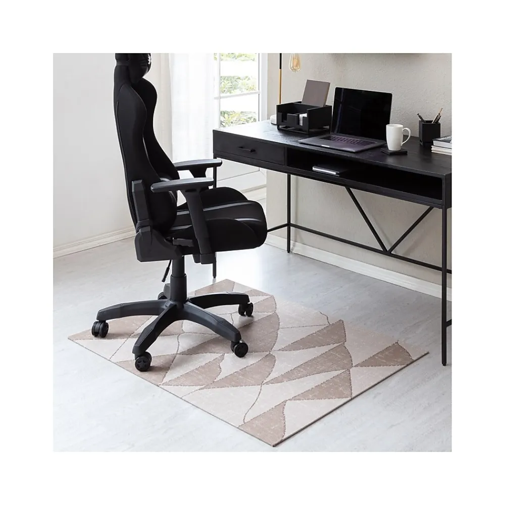 Chair Mats*Anji Mountain Rug'd Dormis Carpet & Hard Floor Chair Mat, 36" x 48", Brown/Beige Polyester (AMB9038)
