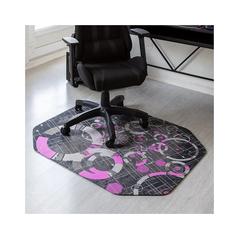 Chair Mats*Anji Mountain Rug'd Refracted Carpet & Hard Floor Gaming Chair Mat, 36" x 48", Gray/Purple (AMB9113)