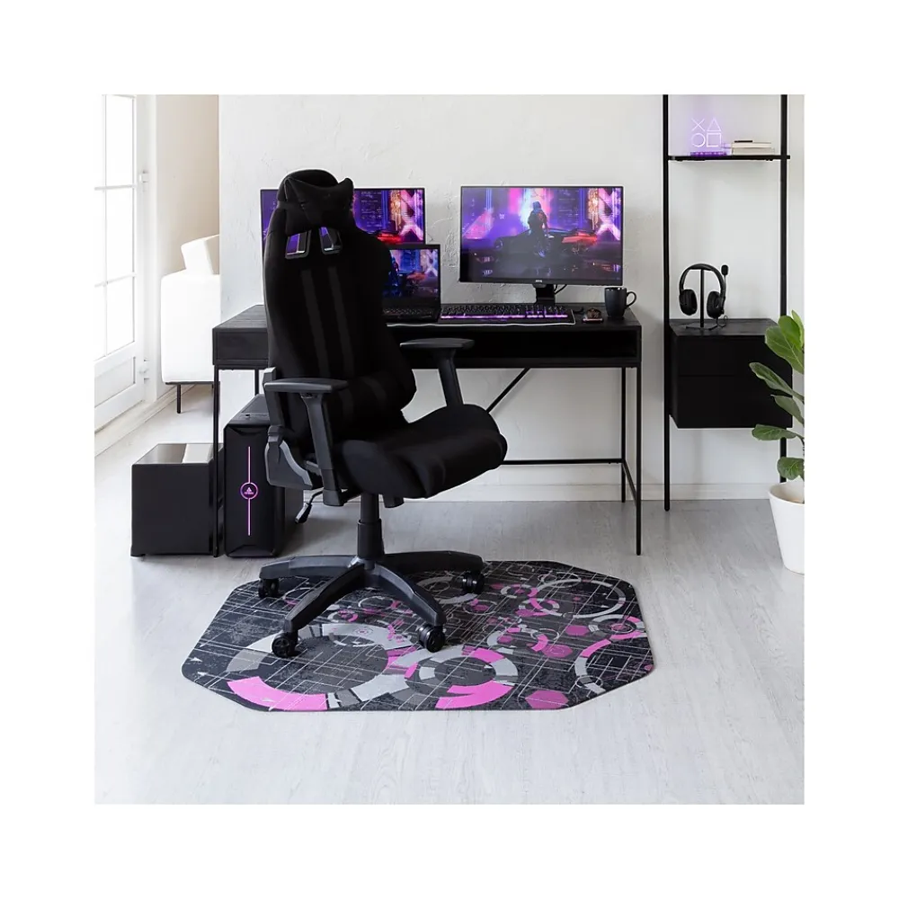Chair Mats*Anji Mountain Rug'd Refracted Carpet & Hard Floor Gaming Chair Mat, 36" x 48", Gray/Purple (AMB9113)