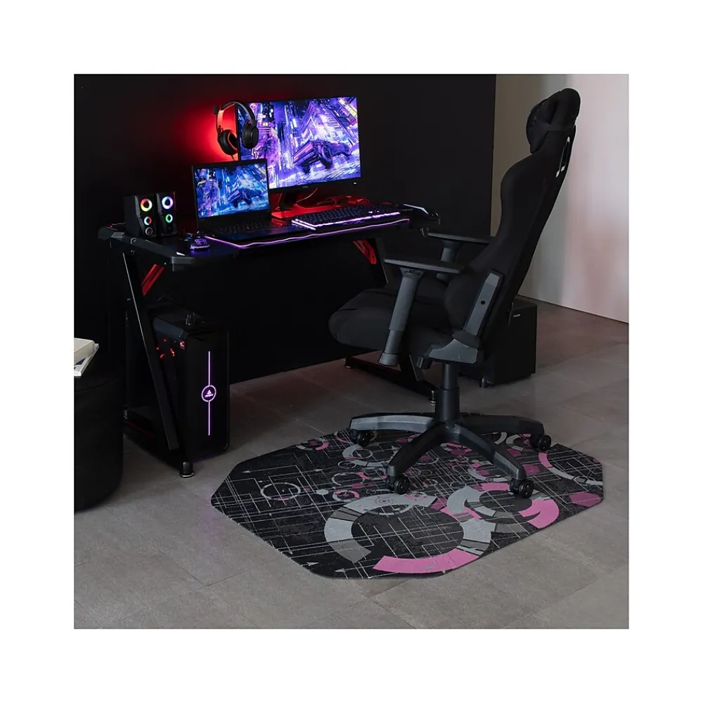 Chair Mats*Anji Mountain Rug'd Refracted Carpet & Hard Floor Gaming Chair Mat, 36" x 48", Gray/Purple (AMB9113)