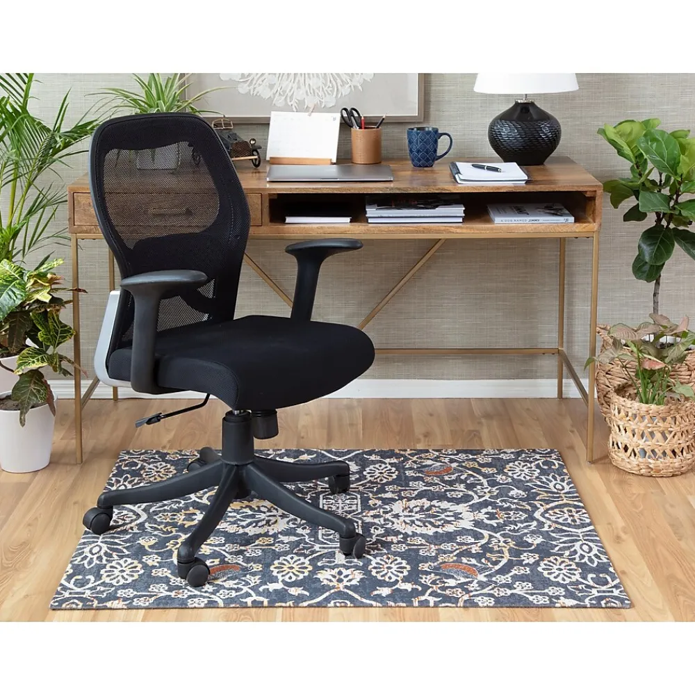 Chair Mats*Anji Mountain Rug'd Robin Carpet & Hard Floor Chair Mat, 36" x 48", Gray/Orange (AMB9018)