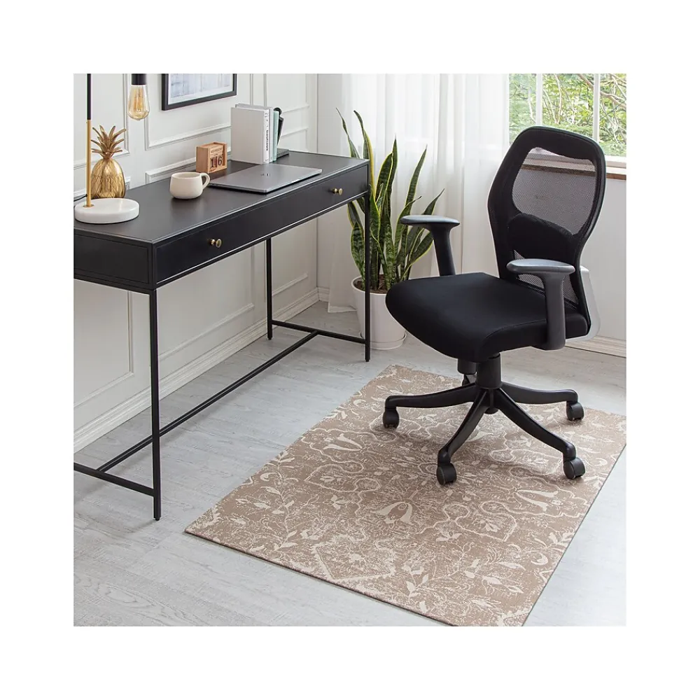 Chair Mats*Anji Mountain Rug'd Tamanrasset Carpet & Hard Floor Chair Mat, 36" x 48", Ivory/Brown Polyester (AMB9034)