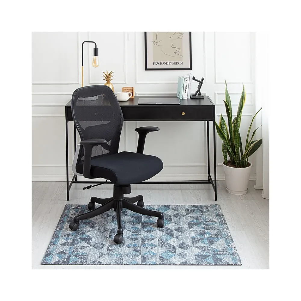 Chair Mats*Anji Mountain Rug'd Tromso Carpet & Hard Floor Chair Mat, 36" x 48", Blue/Black/Gray (AMB9035)