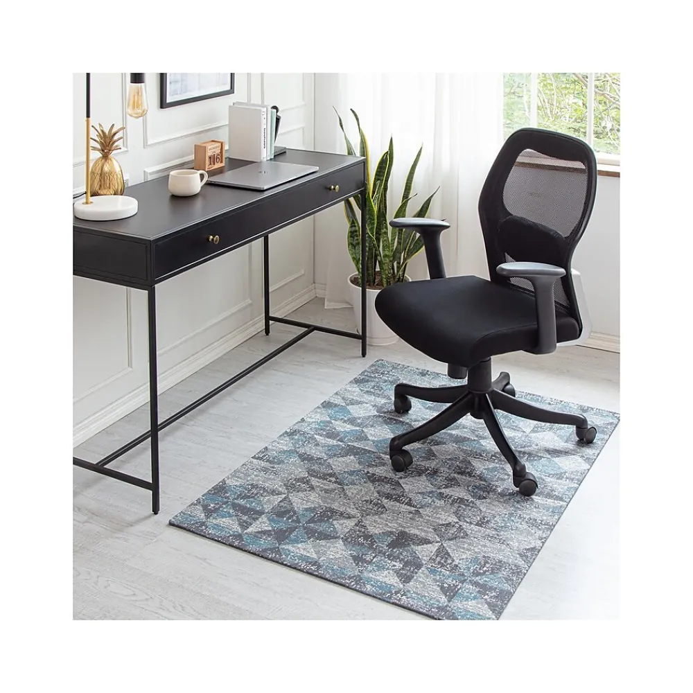 Chair Mats*Anji Mountain Rug'd Tromso Carpet & Hard Floor Chair Mat, 36" x 48", Blue/Black/Gray (AMB9035)