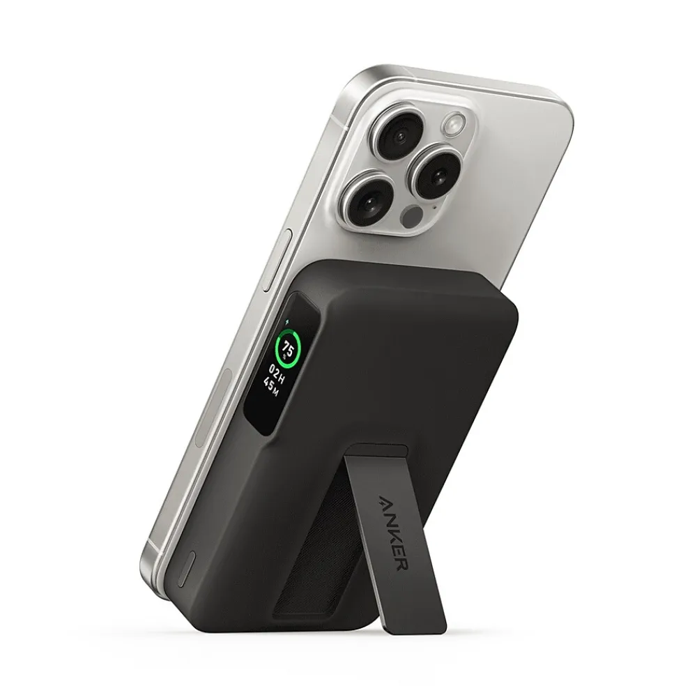 MagGo MagSafe Wireless USB-C Power Bank for iPhone 12 and later, 10,000 mAh, Black (A1654H11-1)<Anker