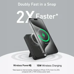 MagGo MagSafe Wireless USB-C Power Bank for iPhone 12 and later, 10,000 mAh, Black (A1654H11-1)<Anker