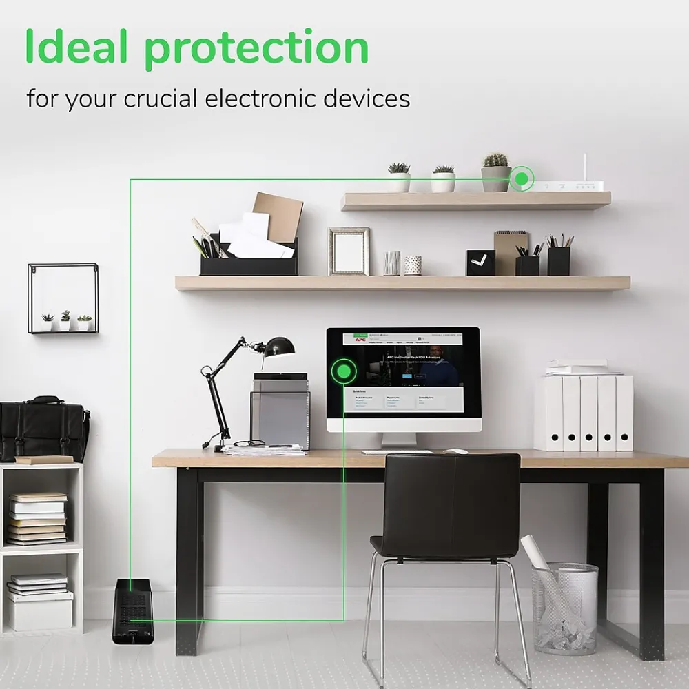 APC Back-UPS BE Series 600VA 7-Outlet Desktop Battery Backup & Surge Protector w/ USB, Black (BE600M1)