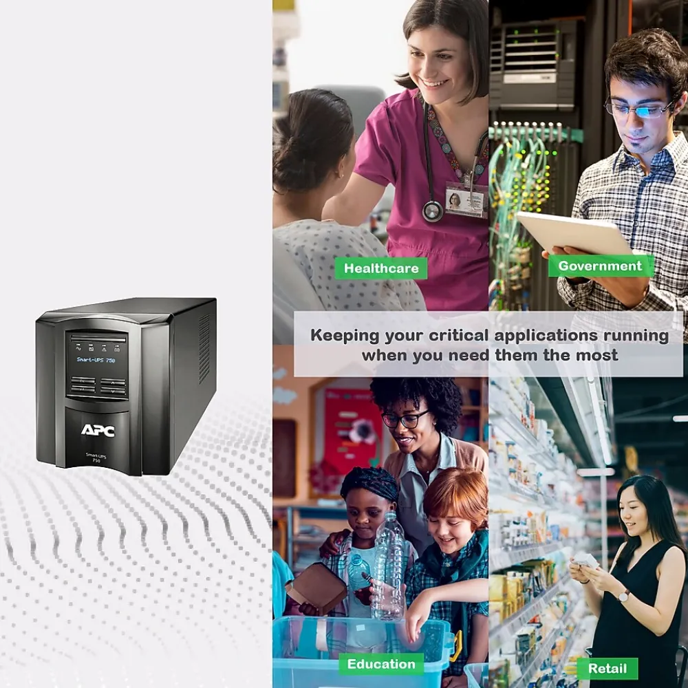 APC Series 750VA UPS with SmartConnect, 6-Outlets, Black (SMT750C)