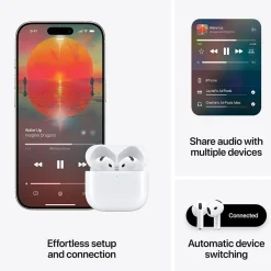 AirPods 4 Wireless Ambient Sound Earbuds with USB-C Charging Case, 4th Generation, Bluetooth, White (MXP63LL/A)<Apple Online