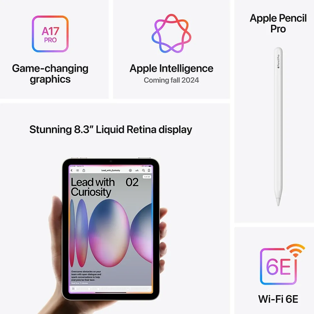 iPad mini (A17 Pro) 8.3" Tablet, WiFi, 256GB, Starlight (MXND3LL/A)<Apple Outlet