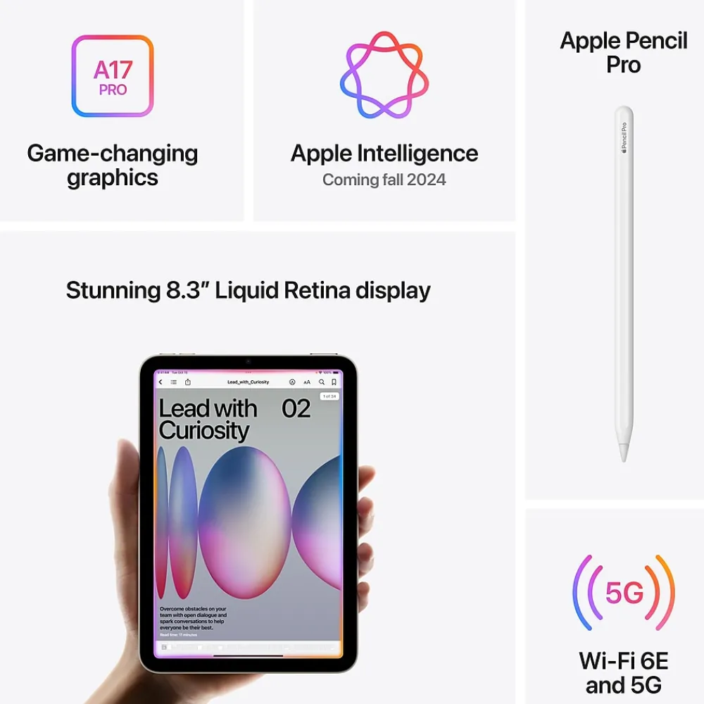 iPad mini (A17 Pro) 8.3" Tablet, WiFi, 128GB, Purple (MXN93LL/A)<Apple Online