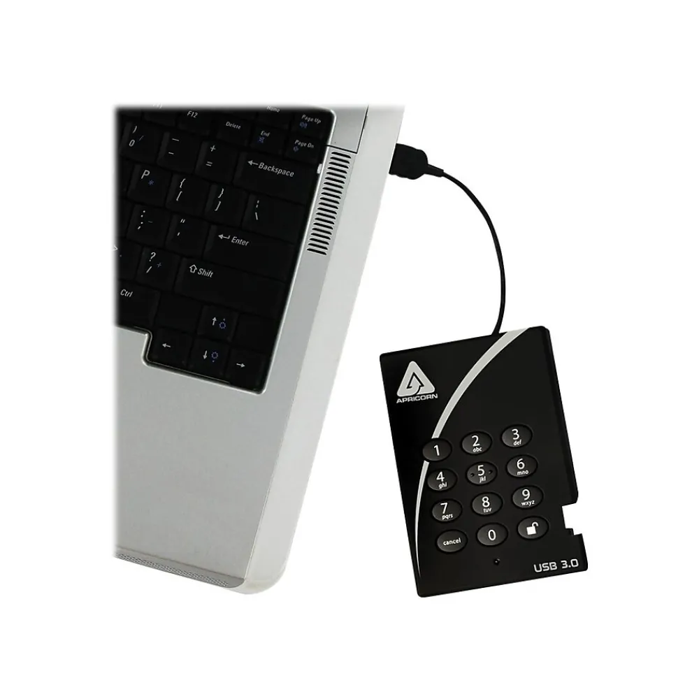 Apricorn Aegis Padlock 3.0 2 TB USB 3.0 External Hard Drive, Black (A25-3PL256-2000)