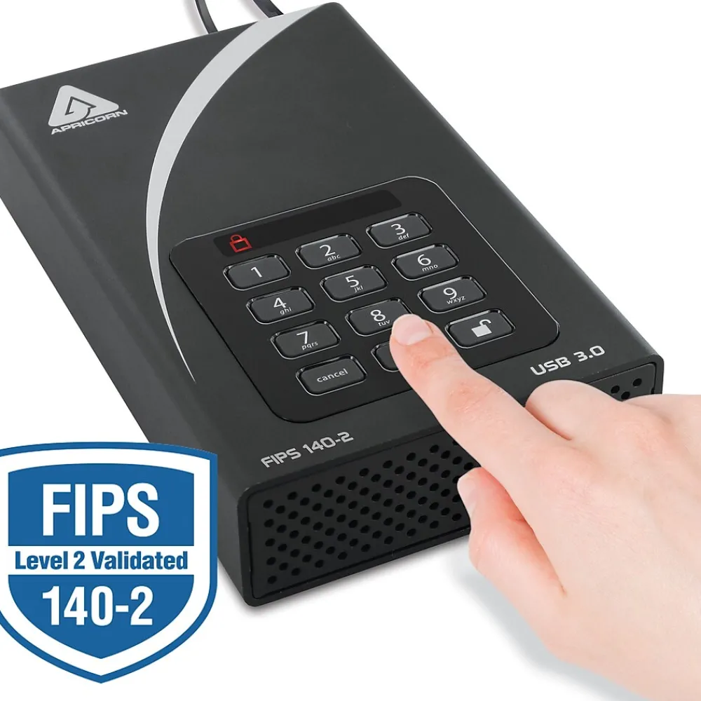 Online Apricorn Aegis Padlock DT FIPS ADT-3PL256F-12TB 12 TB External Hard Drive, Desktop, TAA Compliant (ADT-3PL256F-12TB)
