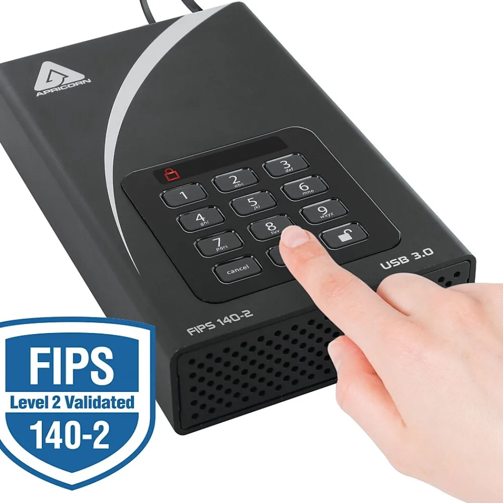 Outlet Apricorn Aegis Padlock DT 10TB USB 3.0 External Hard Drive, Black (ADT-3PL256F-10TB)