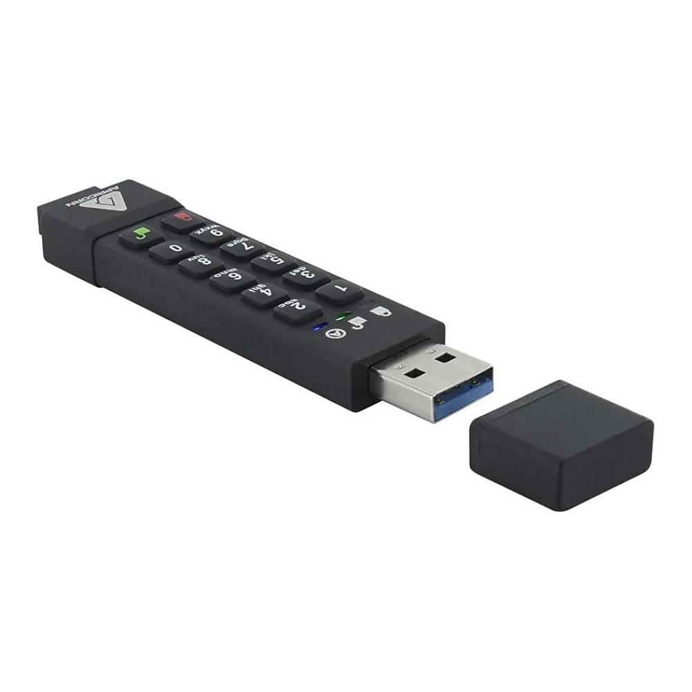 Clearance Apricorn Aegis Secure Key 3z 128GB USB 3.1 Type A Flash Drive, Black (ASK3Z-128GB)