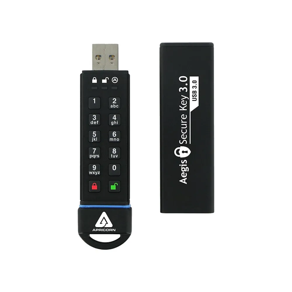 Best Apricorn Aegis Secure Key 30GB USB 3.0 Type A Flash Drive, Black (ASK3-30GB)