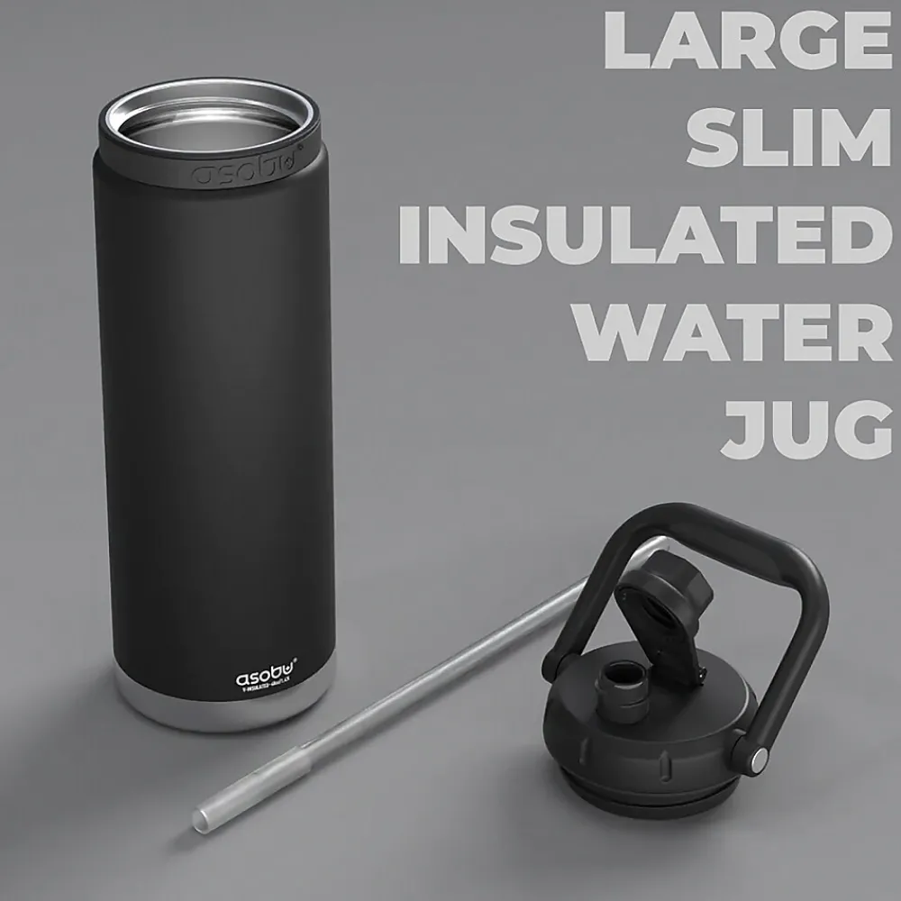 ASOBU Canyon Stainless Steel Vacuum Insulated Water Bottle, 50 oz., Black (ADNATMF7BK)