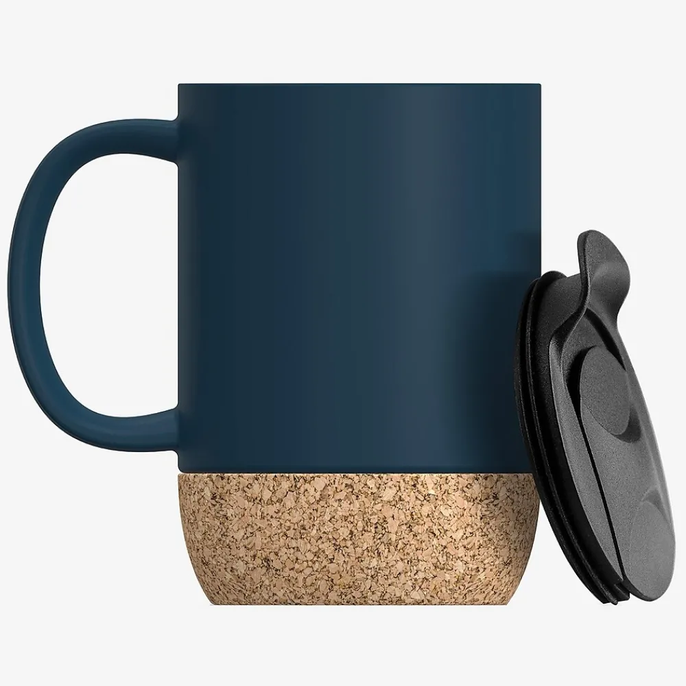 Ceramic Travel Mug with Cork Base, 12 oz., Blue (SM50B)<ASOBU