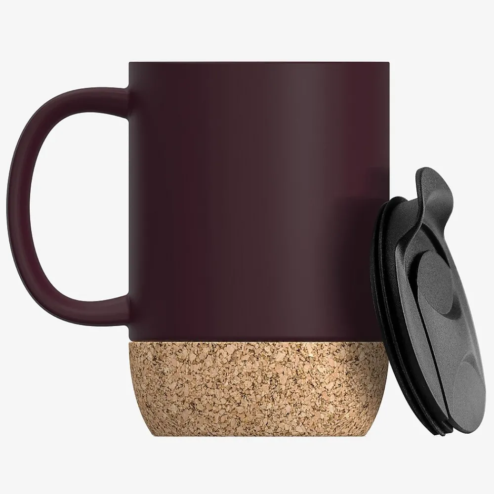 Ceramic Travel Mug with Cork Base, 12 oz., Burgundy (SM50BURG)<ASOBU Hot