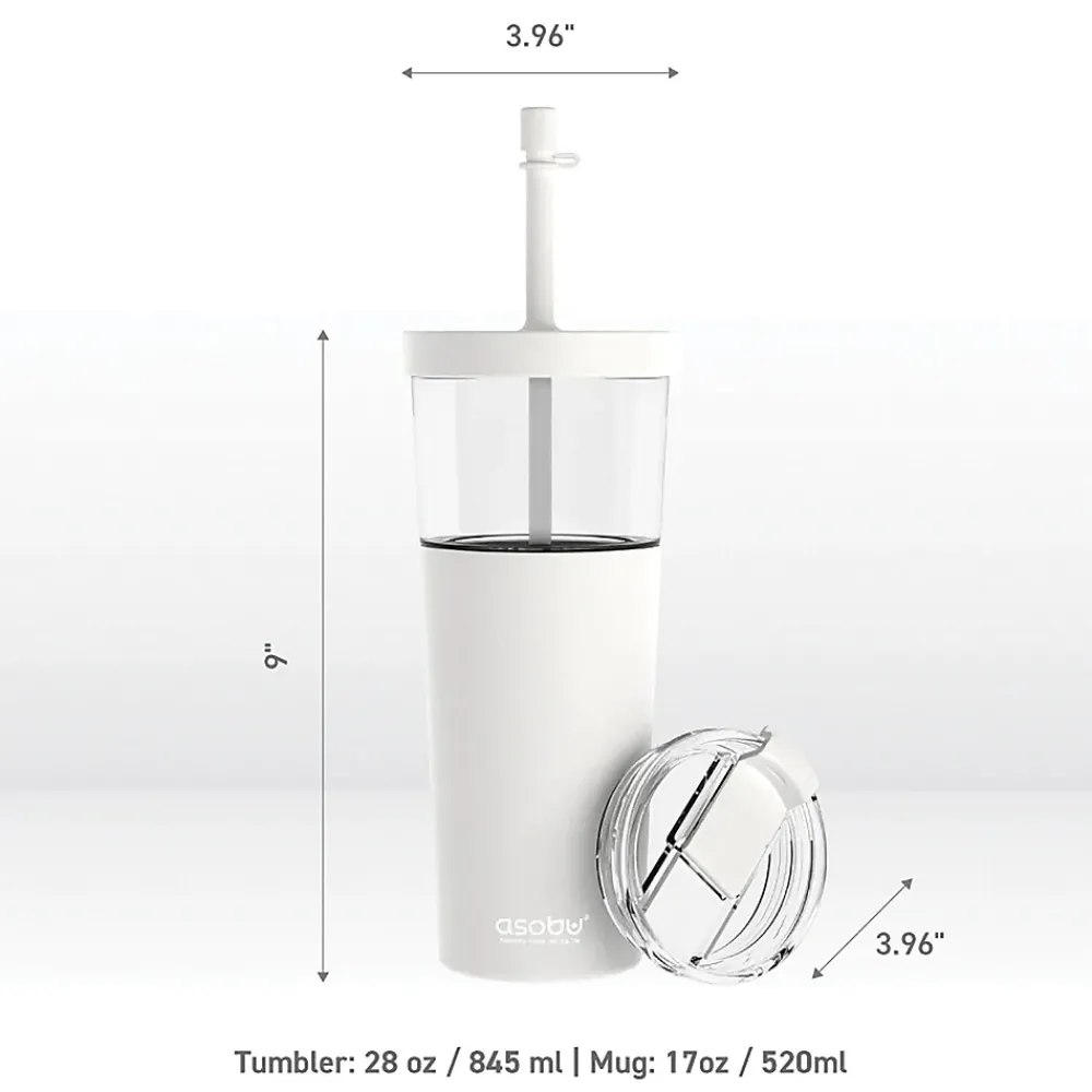 Marina See-Through Triton Tumbler with Flexible Straw, 28 oz., White (ICT400)<ASOBU Discount