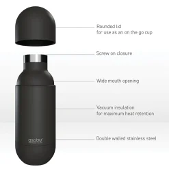 ASOBU Orb Stainless Steel Vacuum Insulated Water Bottle, 14 oz., Silver (ADNASBV30SIL)
