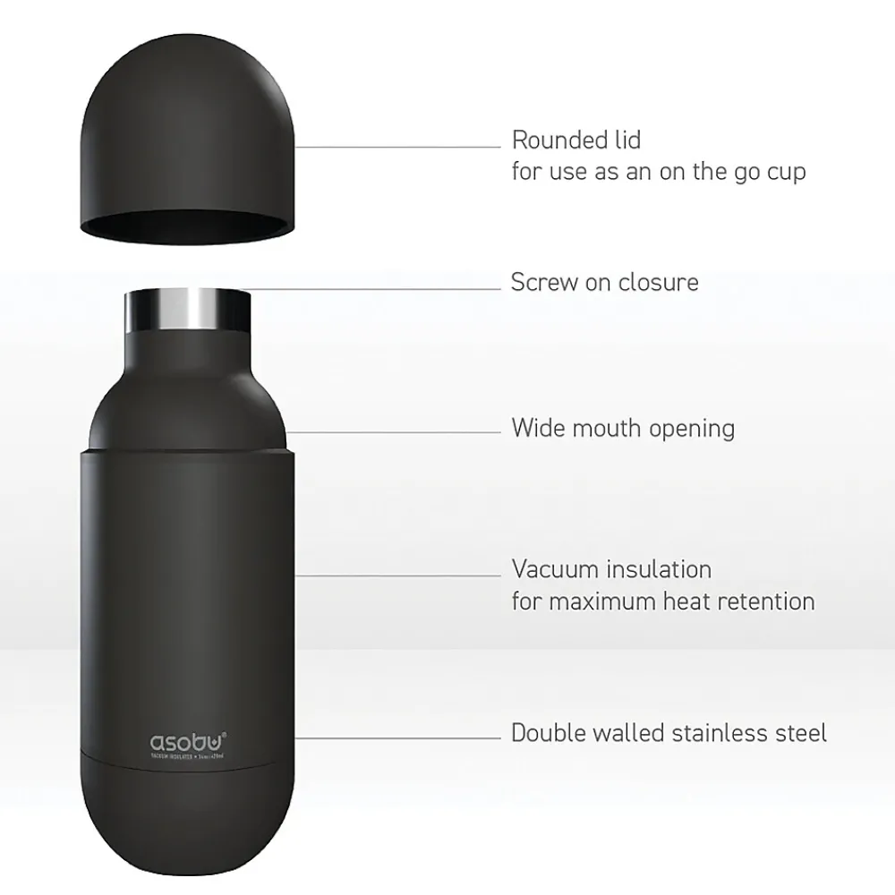ASOBU Orb Stainless Steel Vacuum Insulated Water Bottle, 14 oz., Silver (ADNASBV30SIL)