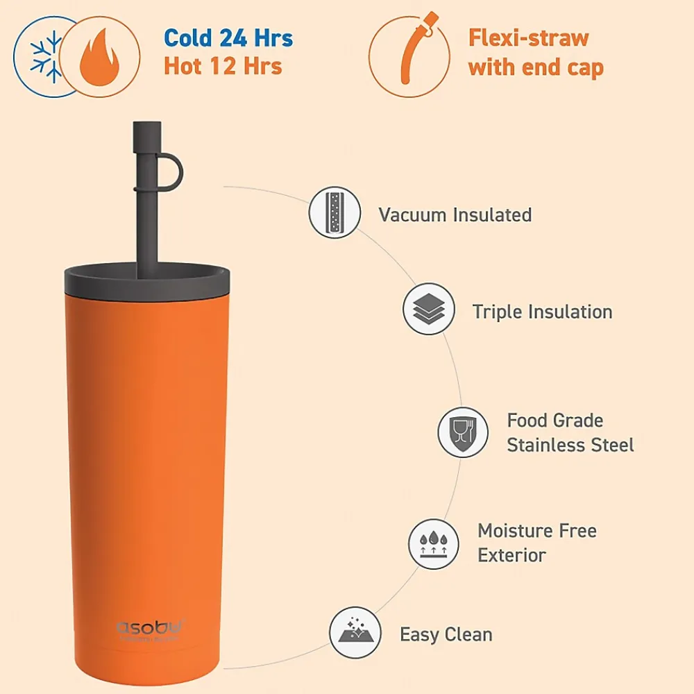 Super Sippy Insulated Coffee Tumbler, 20 oz., Orange (NA-ICT200)<ASOBU New