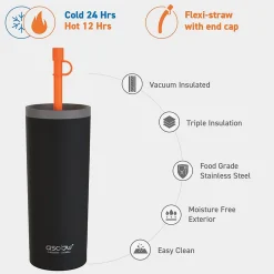 Super Sippy Insulated Coffee Tumbler, 20 oz., Black (NA-ICT200)<ASOBU New