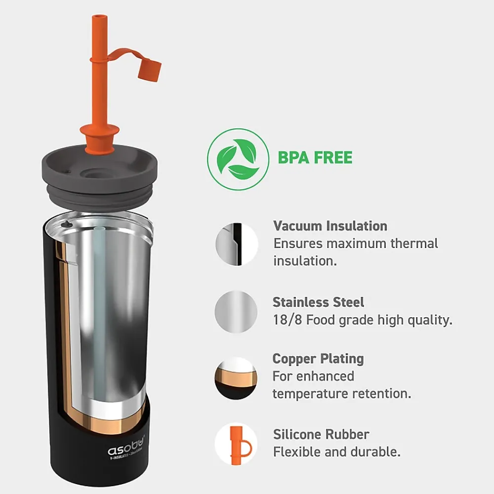 Super Sippy Insulated Coffee Tumbler, 20 oz., Black (NA-ICT200)<ASOBU New
